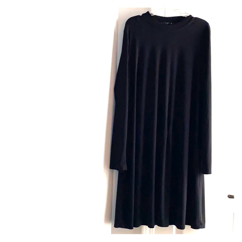 Date Night black long sleeve mini dress.